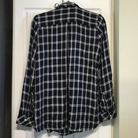 GAP Black & White Window Pane Plaid Pop Over Top - Picture 2 of 3